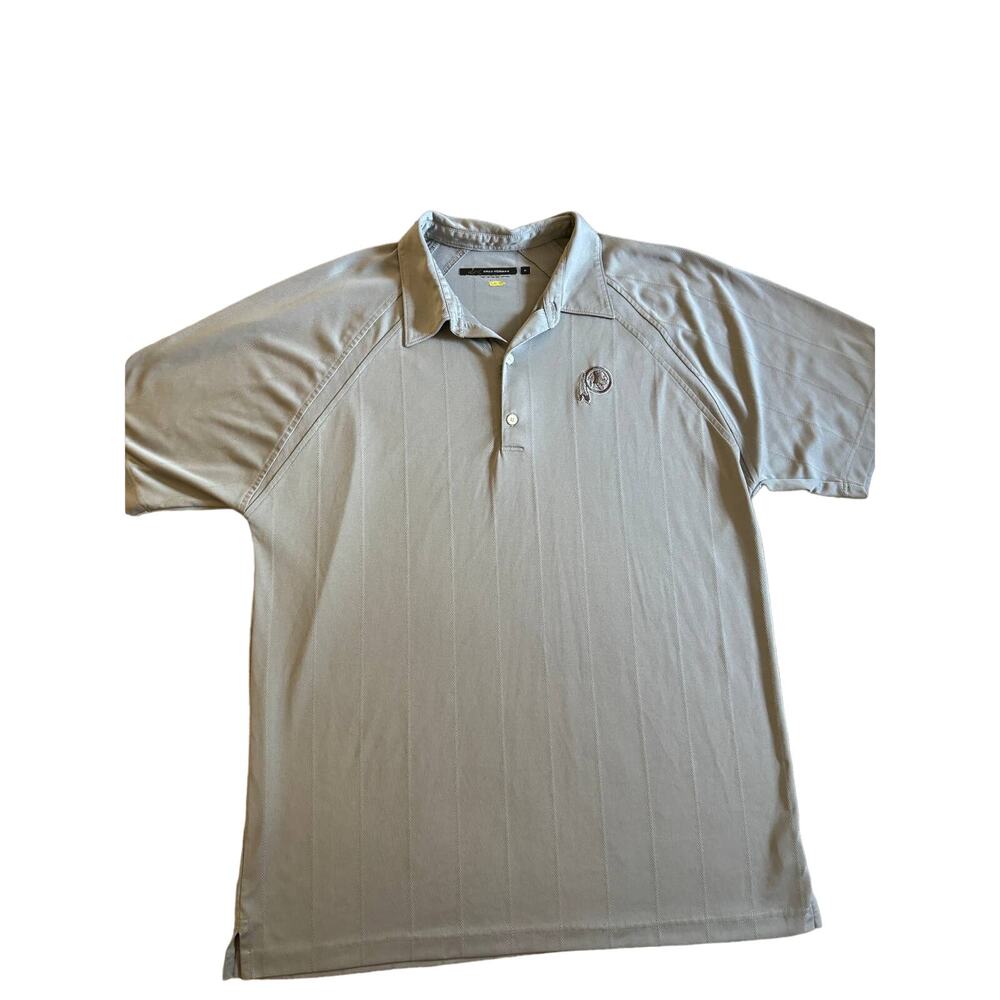 Silver Gray Embroidered Greg Norman PlayDry Redskins Logo Golf Polo XL